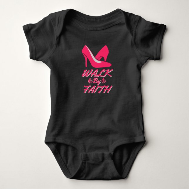 Body Para Bebê Passo por Faith Quente Pink Bíblia Cote (Frente)