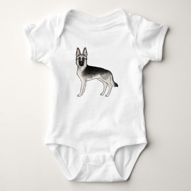 Body Para Bebê Pastor Alemão Sable Prateado Gráfico de Cachorro G (Frente)