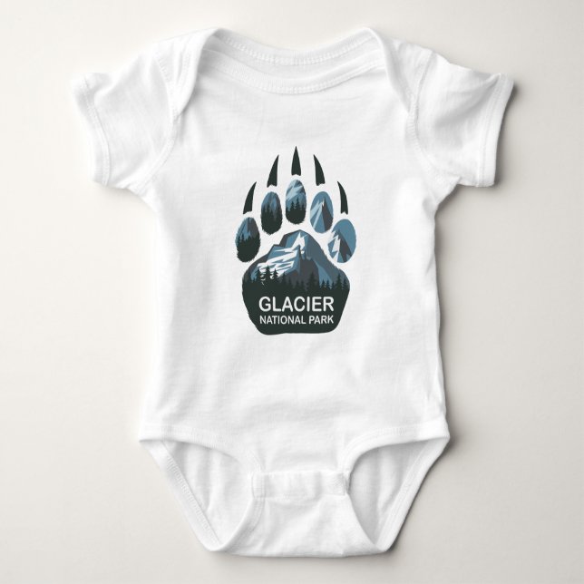 Body Para Bebê Pata do Urso do Parque Nacional Glaciar (Frente)