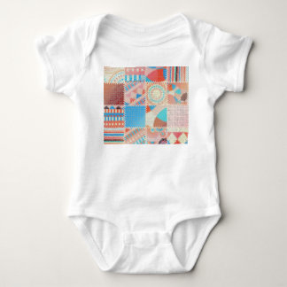 Body Para Bebê Patchwork de Canvas bruta: padrão de vinheta textu