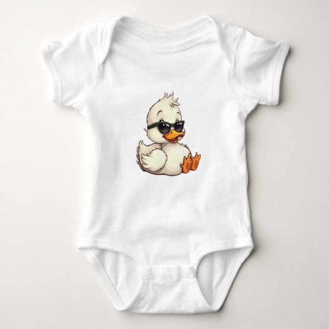 Body Para Bebê Pato Bonito Com Óculos De Sol (Frente)