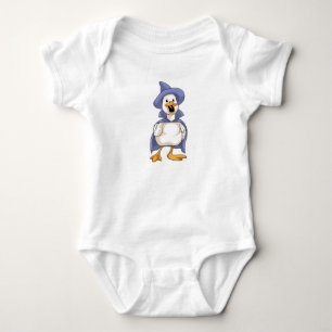 Body Para Bebê Pato como bruxa com chapéu