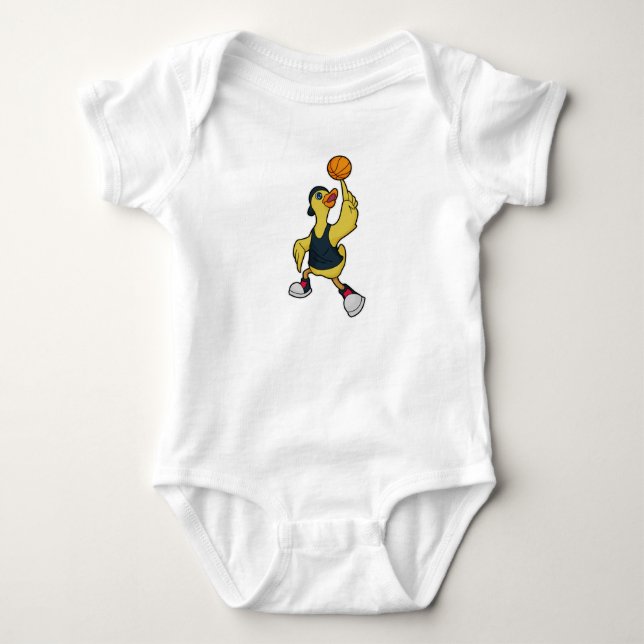 Body Para Bebê Pato como jogador de basquetebol (Frente)