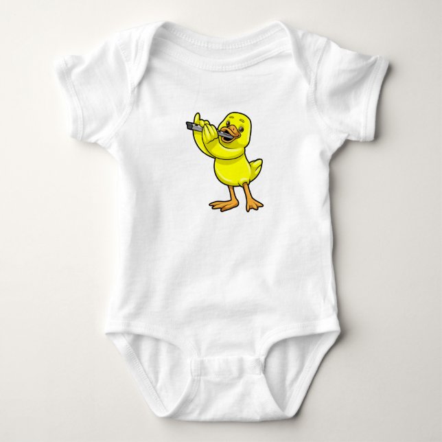 Body Para Bebê Pato na Música com Flute (Frente)