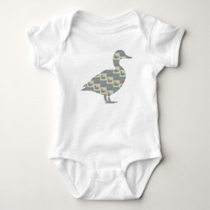 Body Para Bebê Pato Pendente com Pato Mallard Padrão Diagonal