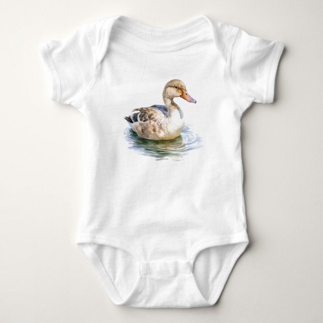 Body Para Bebê Pato Velho Nadando em Pond (Frente)