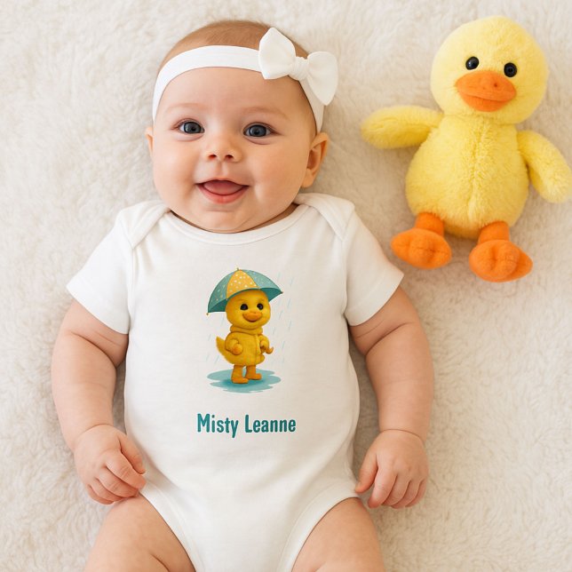 Body Para Bebê Patozinho Amarelo em um Dia Chuvoso Fofo  (Cute Duck for Kids One Piece Outfir)