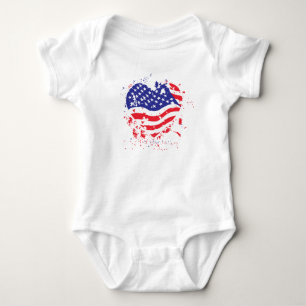 Body Para Bebê Patriotic Flag Heart dos EUA