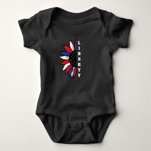 Body Para Bebê Patriótica americana Half Sunflower Liberty