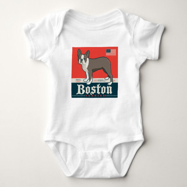 Body Para Bebê Patriótico | Boston Terrier (Frente)