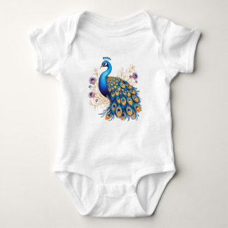 Body Para Bebê Pavão Com Flores Roxas