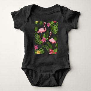 Body Para Bebê Pavão-Padrão Rosa com Camisa-Flor