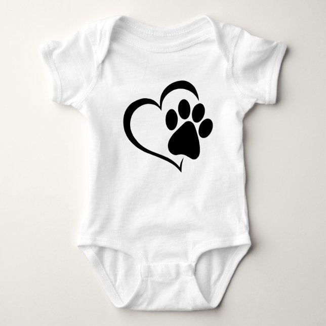 Body Para Bebê PawPrint com Design de Coração (Frente)