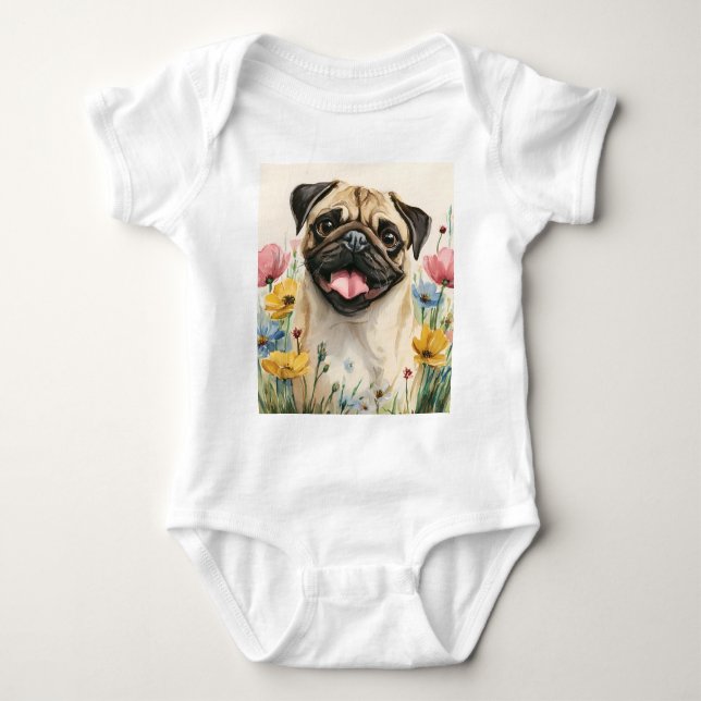 Body Para Bebê Pawtected by Pug (Frente)