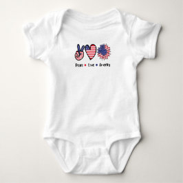Body Para Bebê Paz Amor América Gráfico Patriótico da Bandeira do
