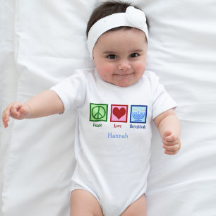 Body Para Bebê Peace Love Hanukkah Cute Personalizado