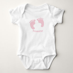 Body Para Bebê Pegadas de Bebê Menina Rosa Pés Pequenos Berçário