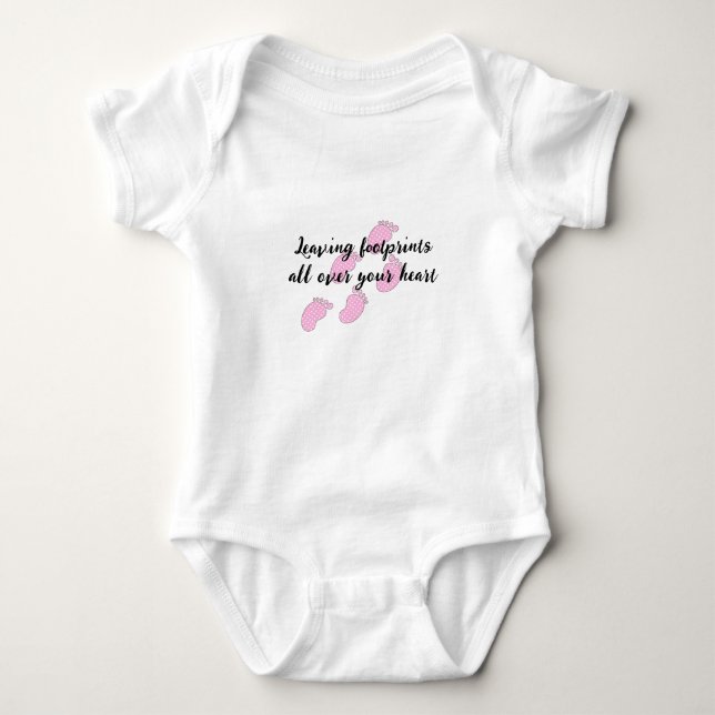 Body Para Bebê Pegadas do bebê bolinhas (Frente)