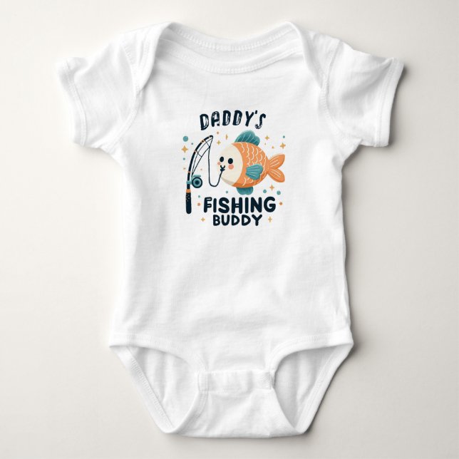 Body Para Bebê Peixe-Bebê Engraçado | Pai Pesca Buddy (Frente)