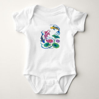 Body Para Bebê Peixe Koi Japonês Mandala de Lótus Estilo Tradicio
