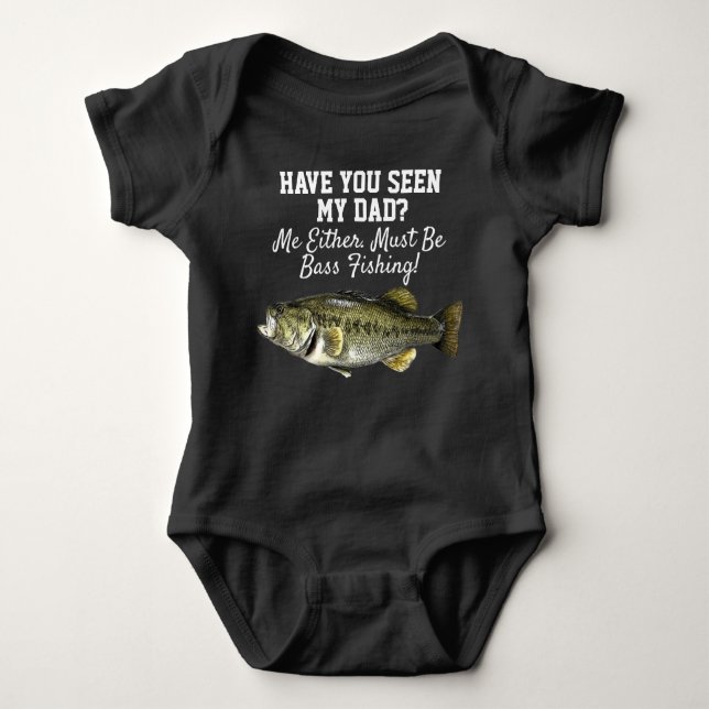 Body Para Bebê Peixe Pai De Pesca Engraçado Boca-Largemouth  (Frente)