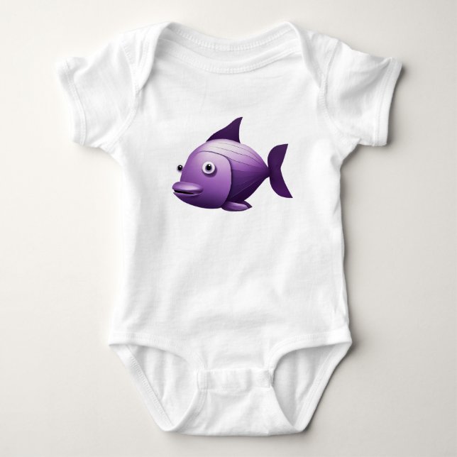 Body Para Bebê Peixe Roxo Bebê Jersey Bodycase (Frente)