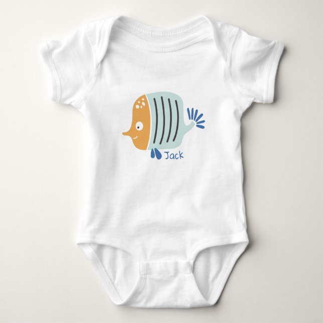 Body Para Bebê Peixes Personalizados Animais do Mar Bebê (Frente)