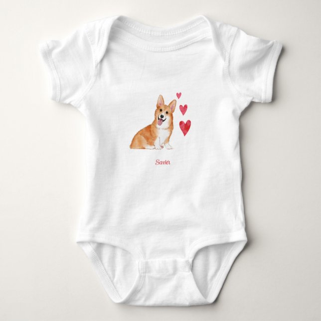 Body Para Bebê Pembroke Welsh Corgi - Cão Personalizado (Frente)