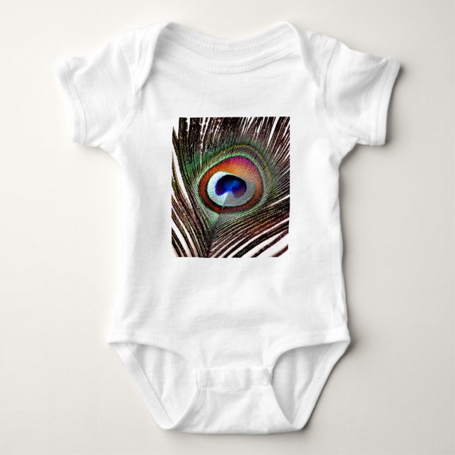 Body Para Bebê Pena Colorida de Peacock de Cobre (Frente)
