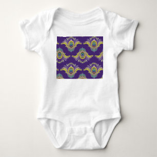 Body Para Bebê Penas de pavão: fundo sem soldadura vintage.