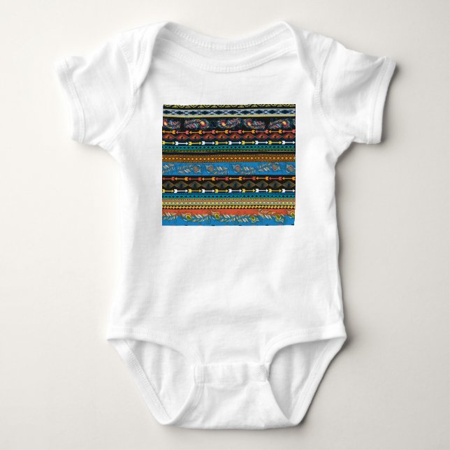 Body Para Bebê Penas Étnicas: Embroiderme Boho Chic (Frente)