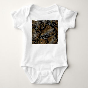 Body Para Bebê Penas Peacock: Desenho Artístico À Mão Livre.