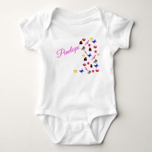 Body Para Bebê Penelope Nome Com Coelhinhos, Bodysuit de Bebê