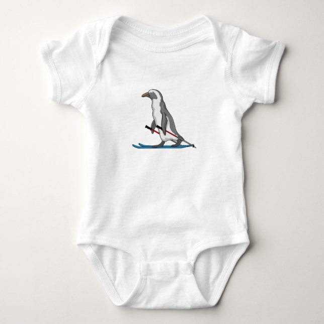 Body Para Bebê Penguin Skier Ski (Frente)