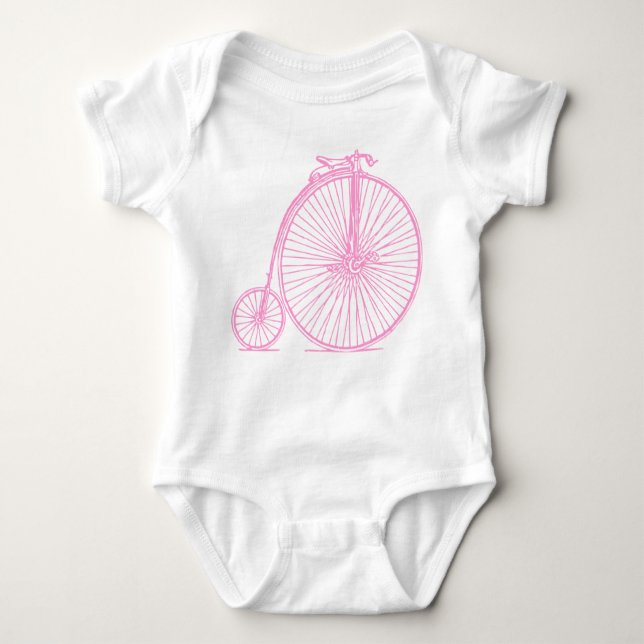 Body Para Bebê Penny Farthing - Rosa (Frente)