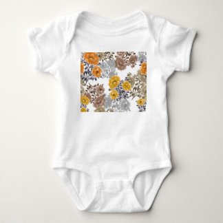 Body Para Bebê Peony Floral Watercolor Branco Fundo
