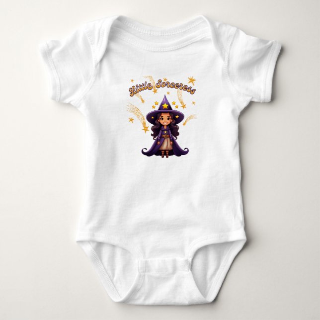 Body Para Bebê Pequena Feiticeira – Bodysuit de Bebê de Halloween (Frente)