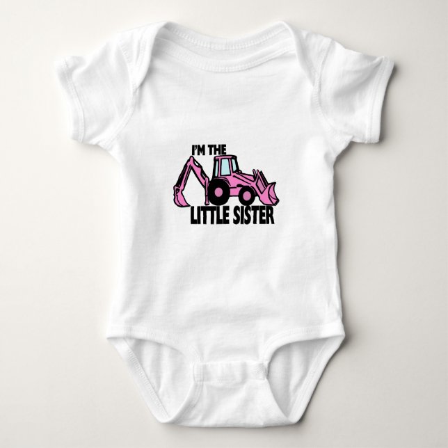 Body Para Bebê Pequena Irmã Backhoe (Frente)