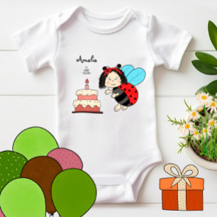 Body Para Bebê Pequena joaninha com bolo