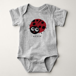 Body Para Bebê Pequena joaninha vermelha branca personalizada