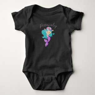Body Para Bebê Pequena Sereia Cuta Pequena Sereia Flores Roxas