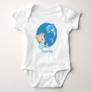 Body Para Bebê Pequena sereia de unicórnio, adiciona nome à menin