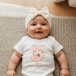 Body Para Bebê Pequena Vaqueira Botas Rosa Personalizado Recém-Na