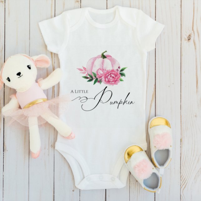 Body Para Bebê Pequeno Abobrinha Bege Rosa Festa de Bebê Rústica (Criador carregado)