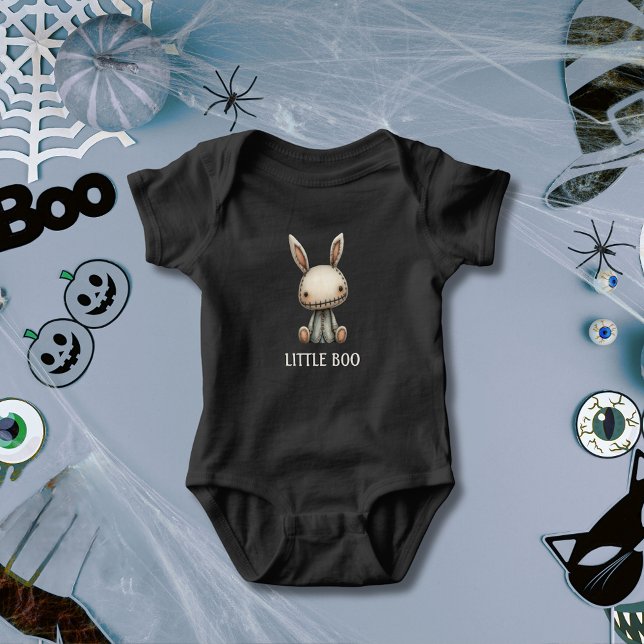 Body Para Bebê Pequeno Cachorro Negro Bonito (Little Boo Spooky Cute Bunny Black Baby Bodysuit
)