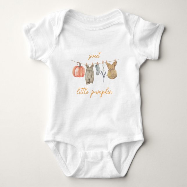 Body Para Bebê Pequeno Chá de fraldas de Pumpkin Fall Clothes Gir (Frente)