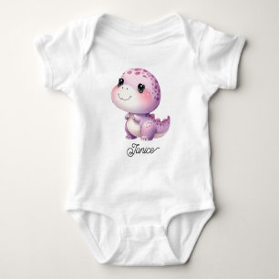 Body Para Bebê Pequeno Dinossauro Roxo Colorido