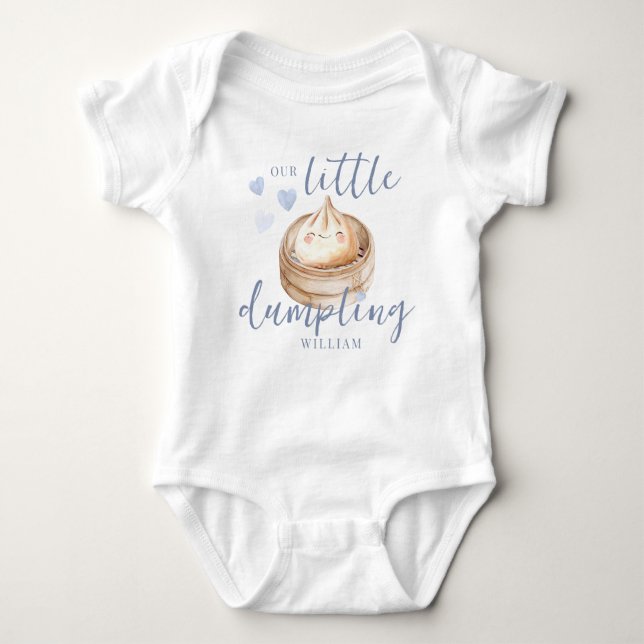 Body Para Bebê Pequeno Dumpling Blue Watercolor (Frente)