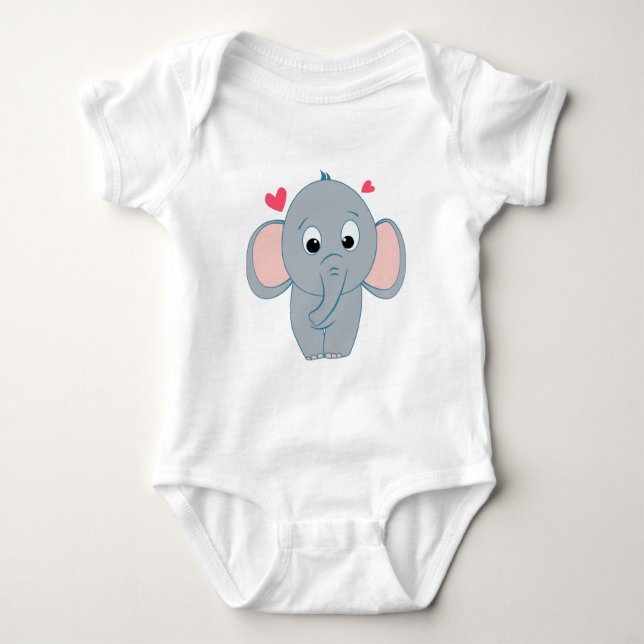 Body Para Bebê Pequeno elefante bonito (Frente)