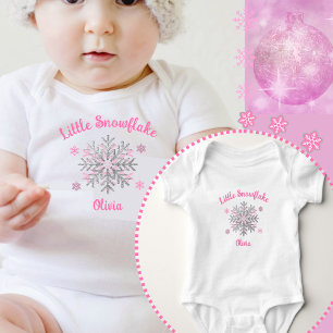 Body Para Bebê Pequeno Floco de Neve Rosa Cinza Presente de Chuva
